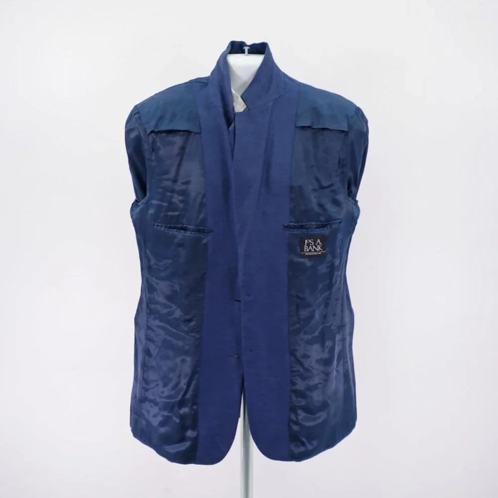 Jos A Bank Wool Blue Basketweave 2‎ Button Blazer 42L / Slim 44L
